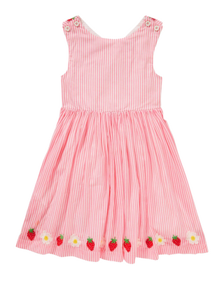 Mini Boden Girls' Striped Cross-back Dress in Pink Berries
