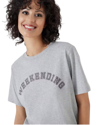 Women's Short Sleeve Weekending Graphic T-Shirt in Grey (Imperfect)