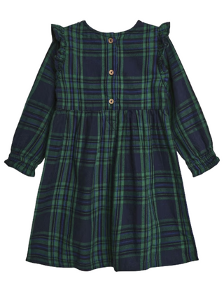 Jojo Maman Bebe Festive Tartan Smocked Dress in Green