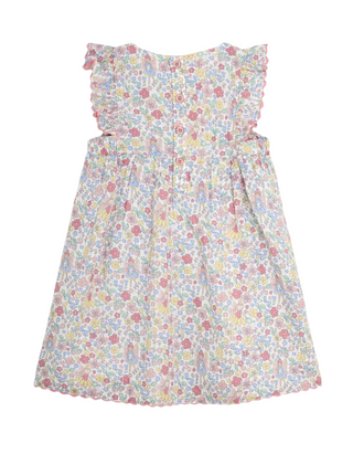 JoJo Maman Bebe Girls' Ditsy Fairy Scalloped Trim Summer Dress in Pink Mlt