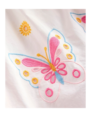 Mini Boden Girls' Broderie Butterflies Dress in Ivory/Mlt