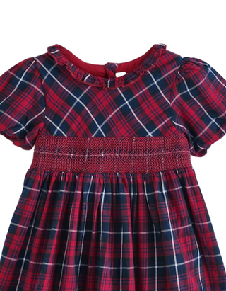 Jojo Maman Girls' Christmas Gingham Tartan Party Dress in Red Mix