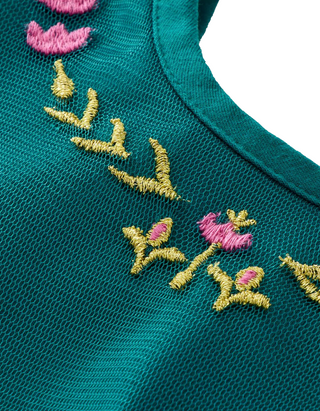 Girls' Frozen Princess Long Sleeve Tulle Dress in Green Ana