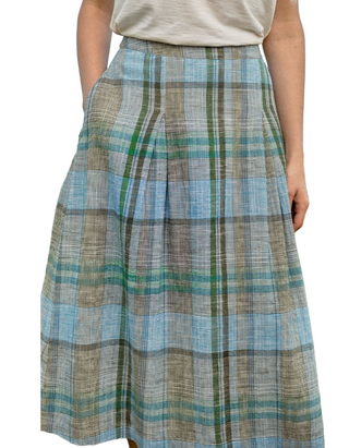 Women's Printed Plaid Sandbank Skirt in Bluebell Atlas Health