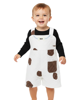 The Beaufort Bonnet Company Baby Happy Halloween Daungrees in White Dog