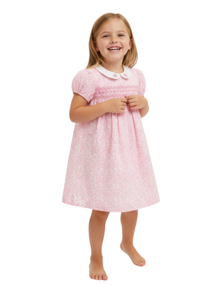 JoJo Maman Bébé Smocked Collared Dress in Pink