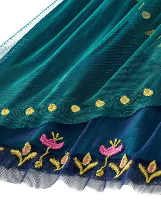 Girls' Frozen Princess Long Sleeve Tulle Dress in Green Ana