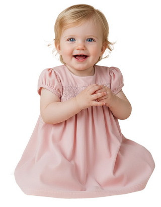 The Little White Company Snowflake-Embroidered Smocked Velvet Dress in Pink
