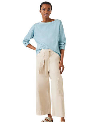 Women's Faye Textured Long Sleeve Waffle Knit Top in Blue (Imperfect)