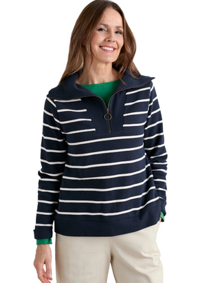 Women's Long Sleeve Striped Tideline Sweatshirt in Amaranthe Maritime Chalk (Imperfect)