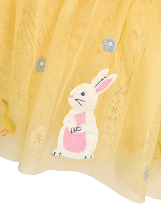 JoJo Maman Girls' Appliqué Hem Tulle Party Dress in Yellow (Imperfect)