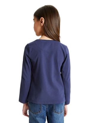 John Lewis Girl's Unicorn Stretch T-Shirt in Peacoat Navy