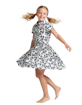 Zadig & Voltaire Girls' Leaf Printed Shirt Dress in Black/White (Imperfect)