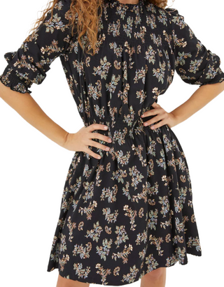 Women's Krishan Craft Floral Jersey Dress in Black (Imperfect)