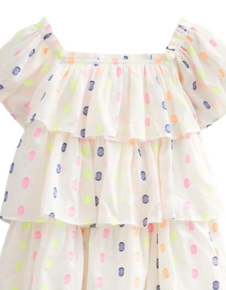 Mini Boden Girls' Wing Sleeve Dress in Ivory/Multi Spot