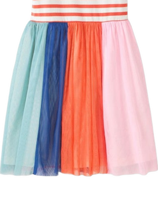 Girls' Striped Rainbow Tulle Dress in Magic Bloom