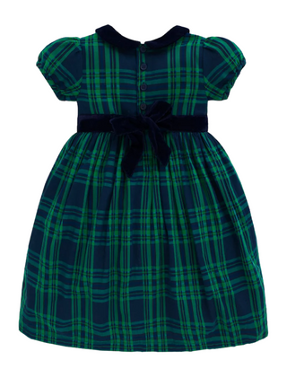 JoJo Maman Bébé Girls Tartan Party Dress in Green