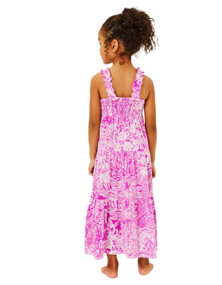 Lilly Pulitzer Girl's Mini Hadly Maxi Dress in Wild Pink Fuchsia (Imperfect)
