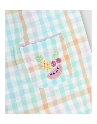 JoJo Maman Bébé Embroidered Jumpsuit in Rainbow Gingham