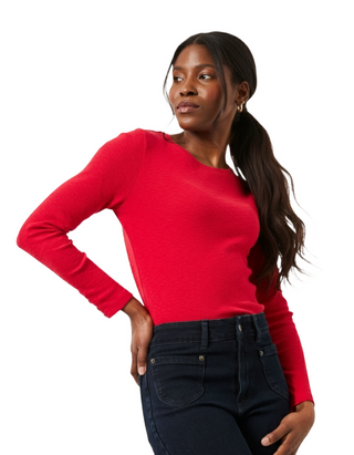 Women's Callie Duck Egg Long Sleeve Top in Red