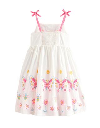 Mini Boden Girls' Broderie Butterflies Dress in Ivory/Mlt