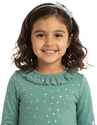 Mini Boden Girls' Rose Twirly Jersey Tulle Dress in Green Stars