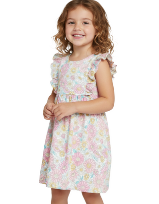 Jojo Maman Bebe Sunflower Pretty Summer Dress in Pink