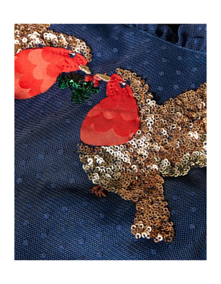 Mini Boden Girls' Festive Embellished Tulle Party Dress in Blue