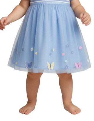 Jojo Maman Bebe Girl's Butterfly Applique Tulle Party Dress in Blue (Imperfect)