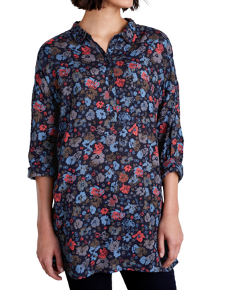 Women's Polpeor Tunic Floral Print Blouse in Navy Blooms
