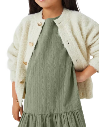 John Lewis Girls' Button Back Frill Dress in Green