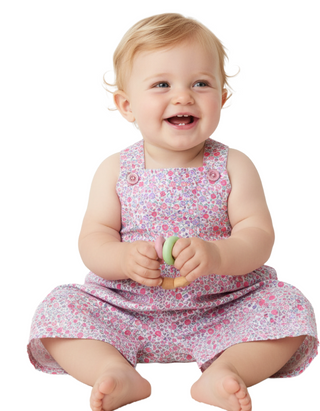 Jojo Maman Bebe Ditsy Print Culotte Dungarees in Pink Pastels Hues