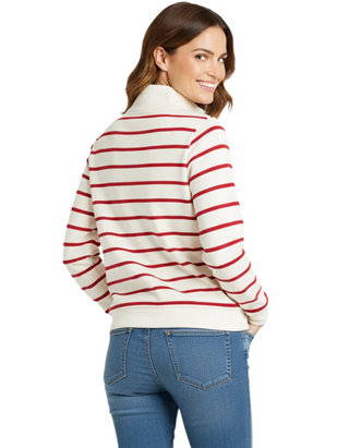 Women's Long Sleeve Striped Tideline Sweatshirt in Amaranthe Chalk Rudder (Imperfect)