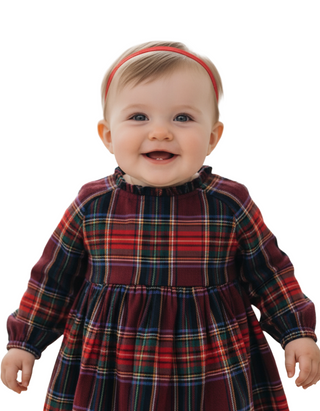 John Lewis Girls' Long Sleeve Tartan Dress in Red Mix