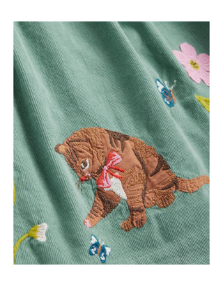 Mini Boden Girls' Cord Applique Pinafore Dress in Green