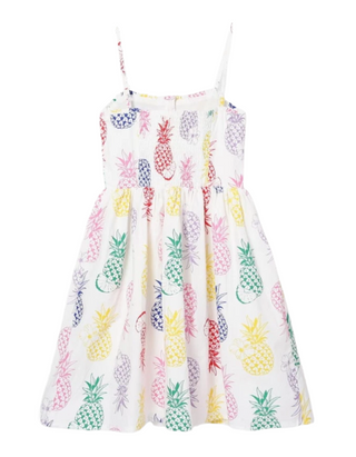 Mini Boden Girls' Fun Woven Sundress in Ivory Pineapples (Imperfect)