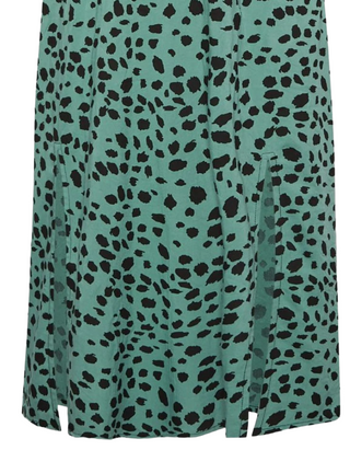 Women’s Petite SIze Animal Print Tea Dress in Green (Imperfect)