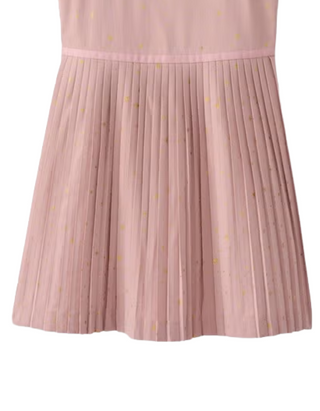 Girls' Pleated Skirt Dress in Gold Shine On Clay Pink