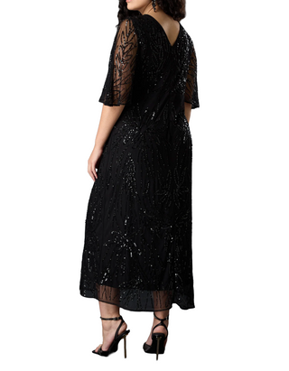 Live Unlimited Women's Embellished Maxi Dress in Black  (Imperfect)