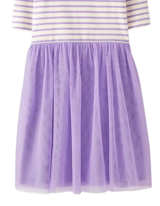 Girls' Striped Tulle Dress in Violet Tulip