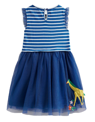 Mini Boden Girls' Giraffe Applique Tulle Dress in Blue (Imperfect)