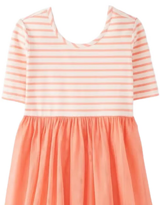 Girls' Striped Tulle Dress in Peach FIzz (Imperfect)