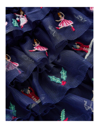 Mini Boden Girl's Embroidered Tulle Dress in Navy Christmas Dress