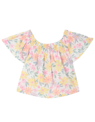 John Lewis Girls' Floral Woven Top in Pink Blooms