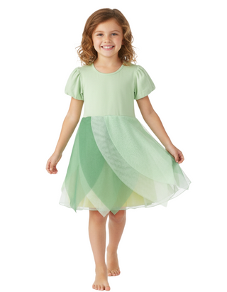 Girl's Princess Tiana Inspired Tulle Dress in Mint Green