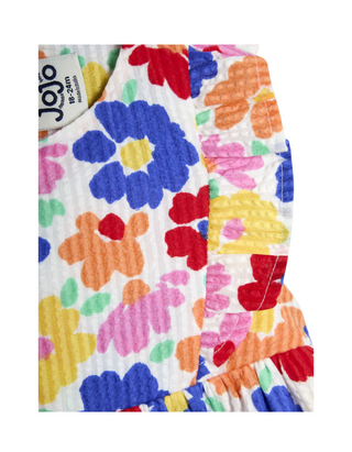 Jojo Maman Bebe Girls' Floral Frill Shoulder Summer Dress in Fucshia Pink