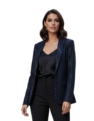 Women's Tall Size Embellished Tailored Blazer in Midnight Navy