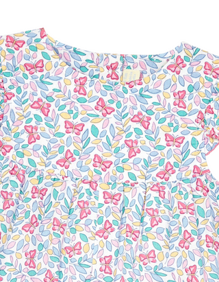 Jojo Maman Bebe Baby Butterfly Applique Pockets Pretty Sunsuit in White Multi