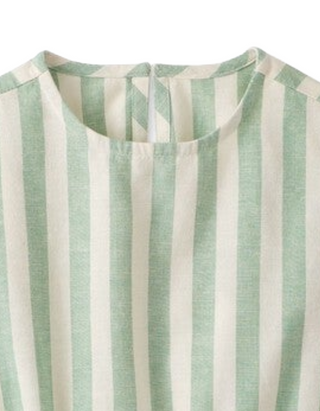 Girls Print Boxy Fit Top Green Stripe