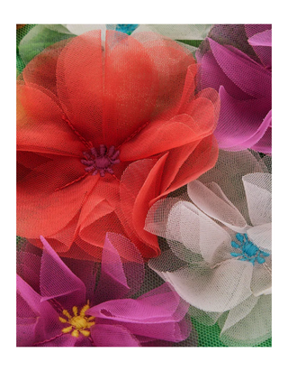 Mini Boden Girls' Embellished Floral Applique Tulle Dress in Green